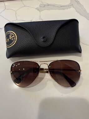 Ray-Ban Black Sunglasses Case with Gold Logo
